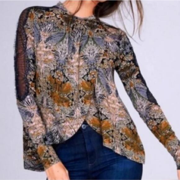 Free People New World Jersey Nouveau Top  Blouse- small - Picture 1 of 12